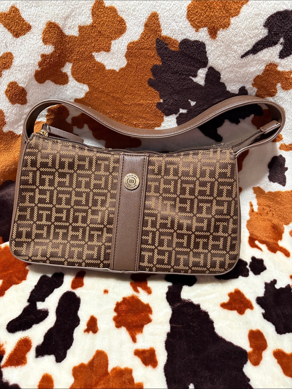 Tommy Hilfiger Brown Monogram Arm Bag